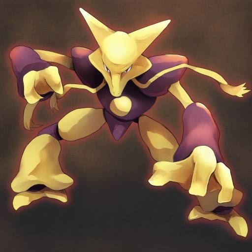 Illustration of Alakazam, pokemon in the style of Tomozero