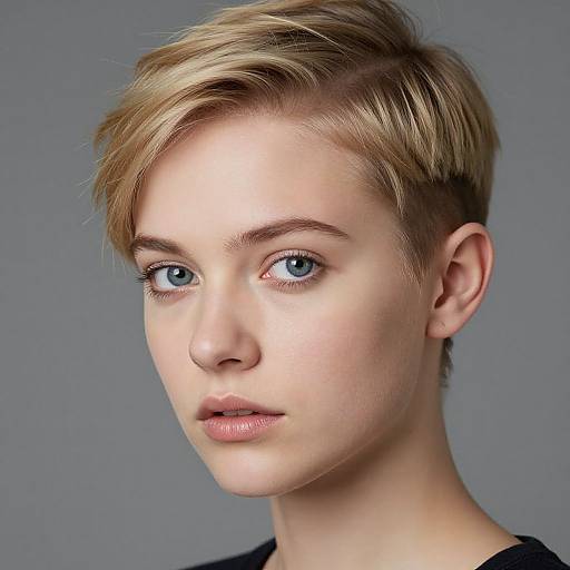 Realistic Portrait of Short-Haired Woman