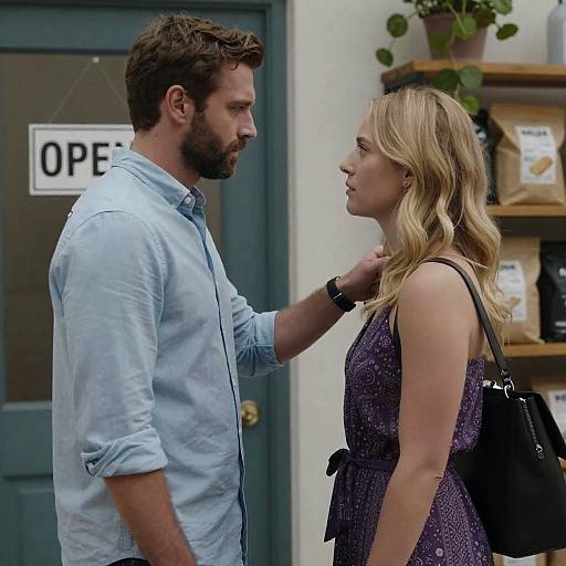 Man and Woman Facing Each Other Indoors