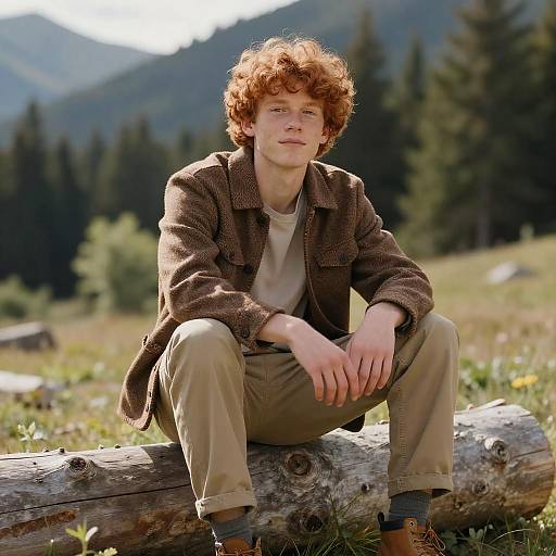 Sunlit Mountain Portrait of a Young Man