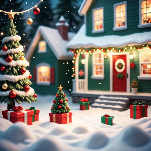 Whimsical Holiday Illustration with Bokeh Effects