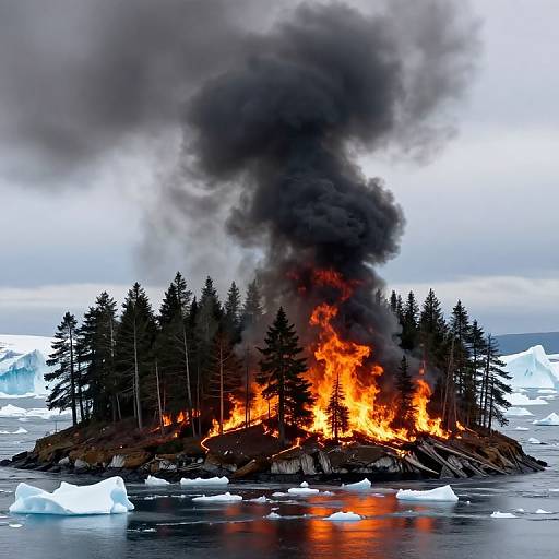 Fiery Forest Fire on Icy Island