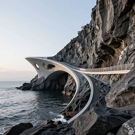 Parametric Architecture Flowing Down Cliff