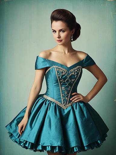 Waist-Up Woman in Mini Ball Gown