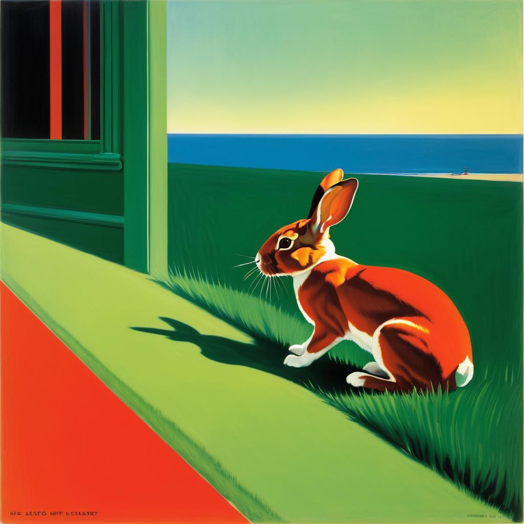 Curious Rabbit in Vibrant Artistic Style