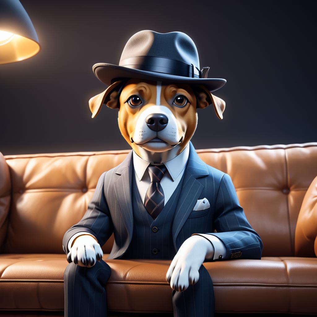 Stylish Dog Businessman on Couch