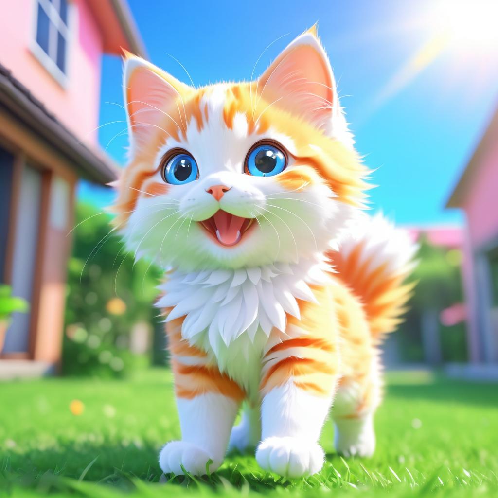 Adorable Anime Kitten in Vibrant Colors