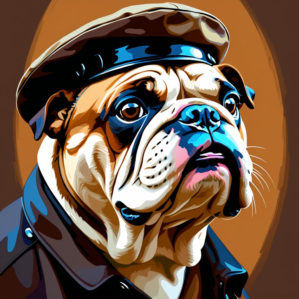 Bulldog Artist in Dramatic Beret Portrait