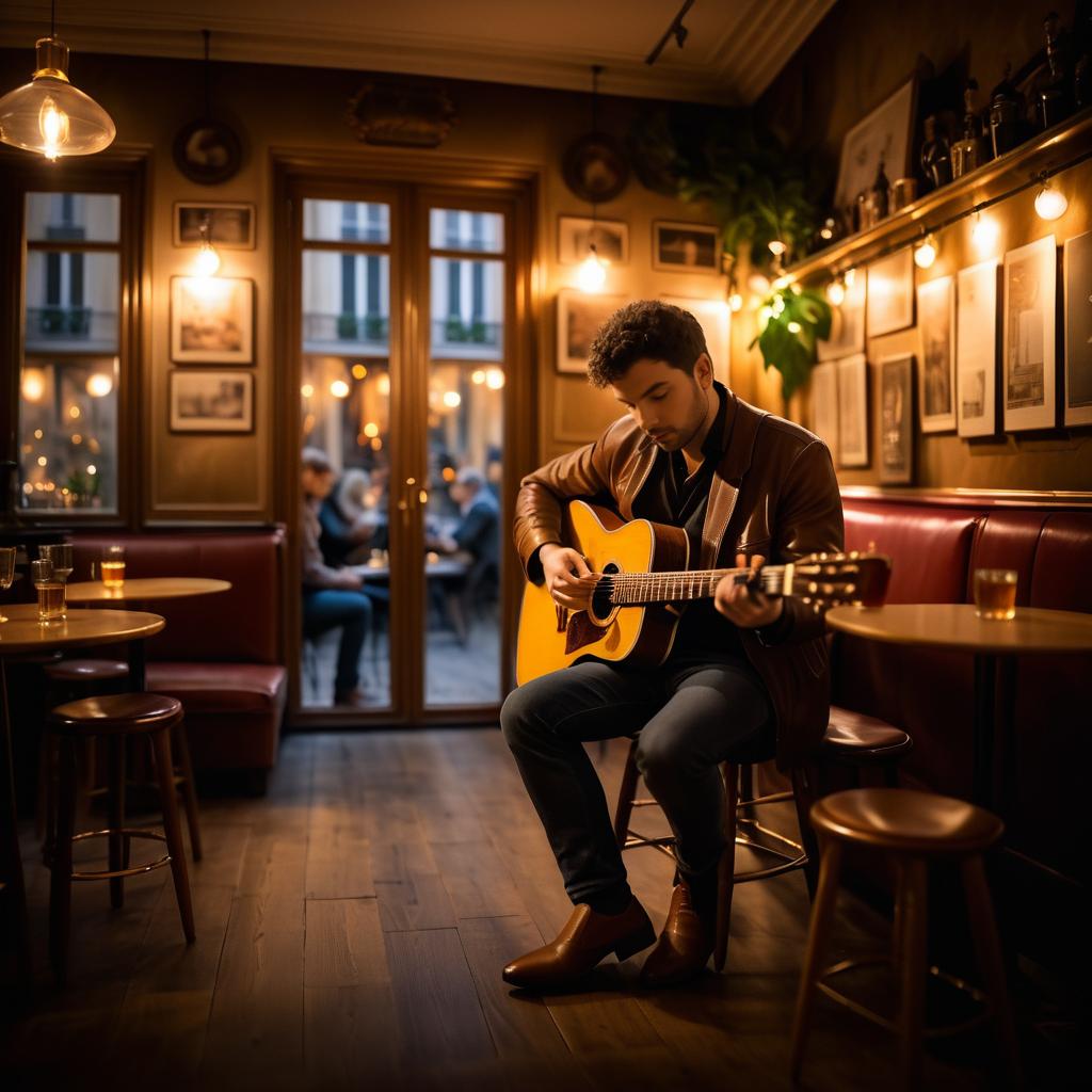 Intimate Café Guitarist in Paris Scene