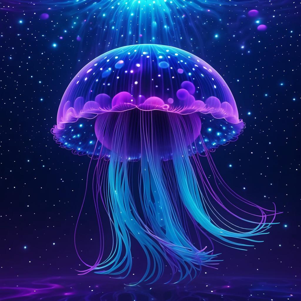 Psychedelic Jellyfish Floating in Cosmos