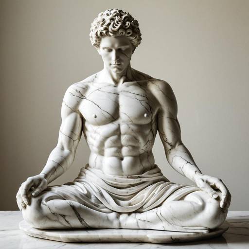 Mediterranean Marble Statue of a Meditating Man