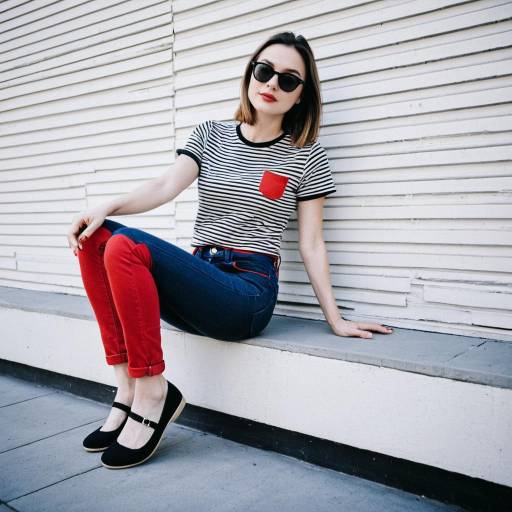 Casual Chic: Stripes and Red Jeans