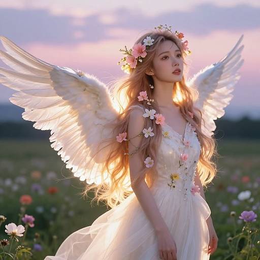 Ethereal Angel in Serene Meadow
