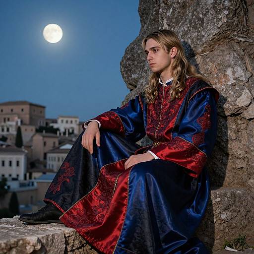 Pensive Young Man in Brocaded Cassock