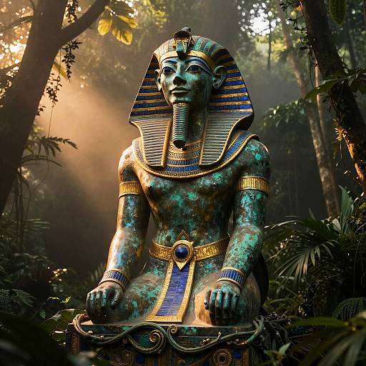 Ancient Khepri Statue in Jungle Mist