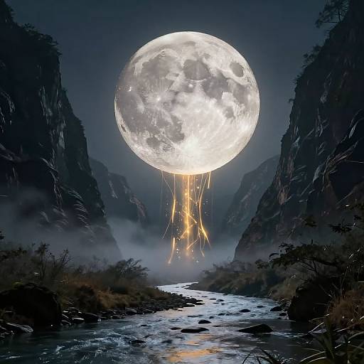 Colossal Moon Over Misty Canyon