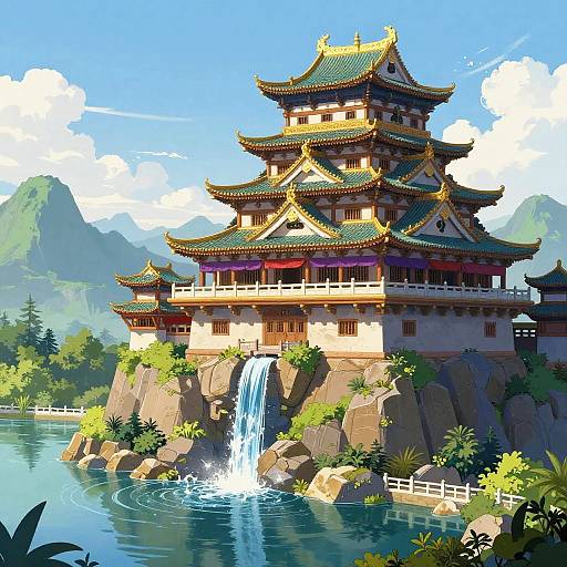 Majestic Asian Castle on Cliff