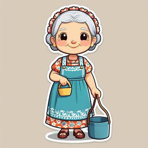 Chibi Greek Grandmother Cartoon Sticker