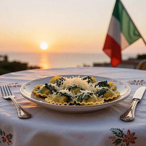 Italian Dinner Table at Sunset