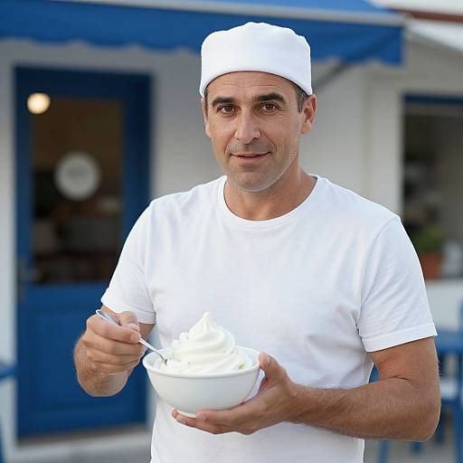 Man in Greek Yogurt Costume
