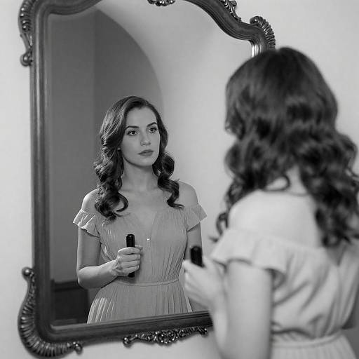 Vintage Elegance: Woman in Mirror