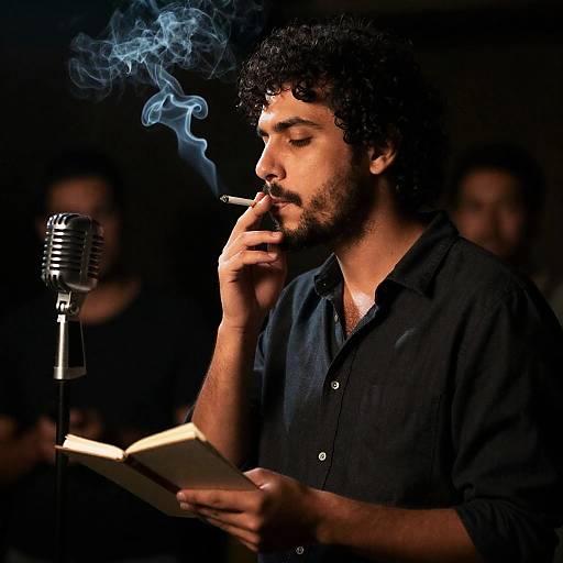 Moody Portrait of a Smoking Performer