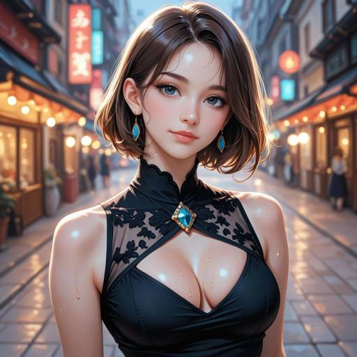 Elegant Woman in Black Dress Portrait