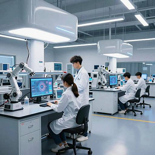 Futuristic University Lab with Holograms