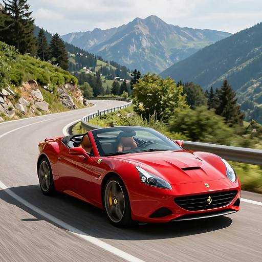 Red Ferrari California on Mountain Road