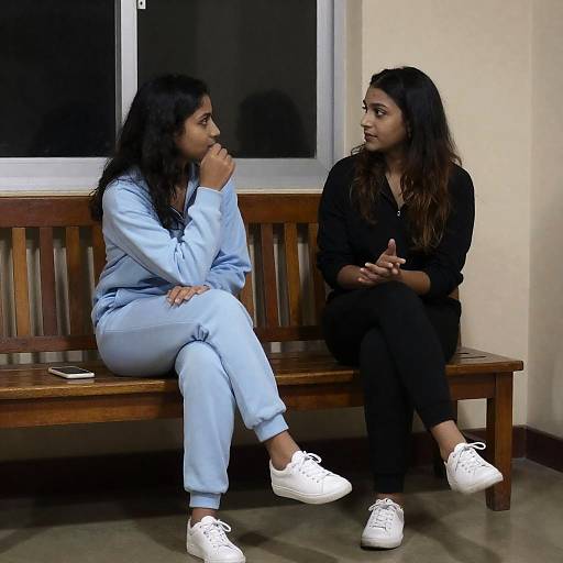 Women Conversing in Dimly Lit Room
