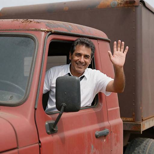 Smiling Man by Vintage Truck