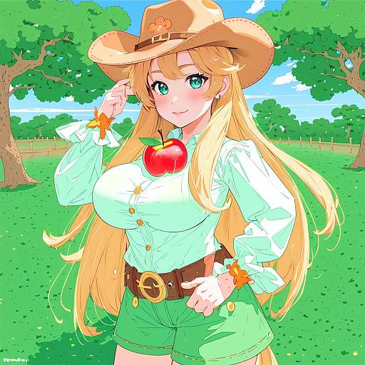 Illustration of Applejack, my little pony in the style of Waterring