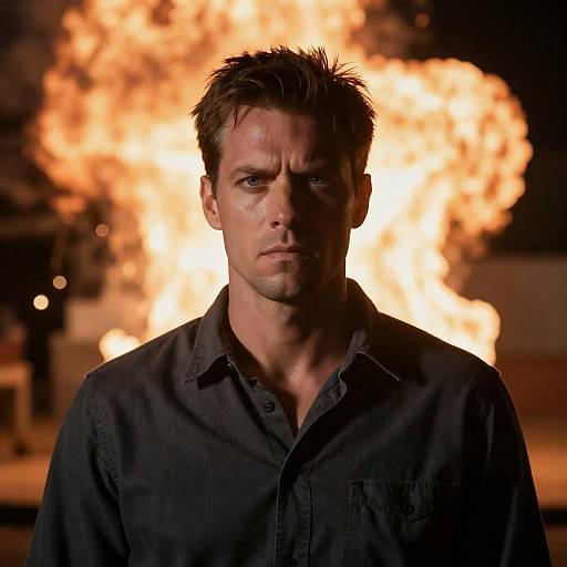 Cinematic Portrait with Fiery Explosion Backlight