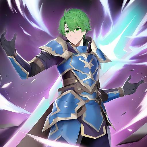 Illustration of Alm (fire emblem), fire emblem in the style of Blue gk