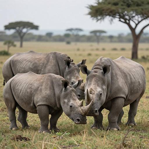 Tender Moment Among Three Rhinos