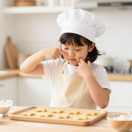 Chubby Girl Baking Cookies Joyfully