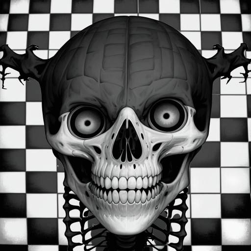 Monochrome Skeleton Portrait in Horror Theme