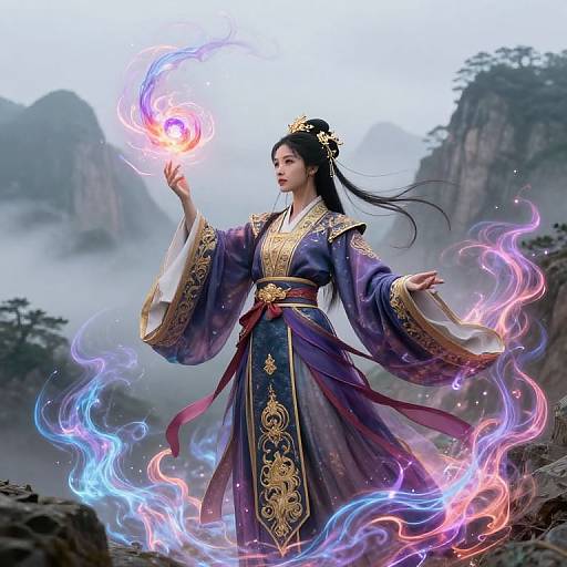 Mage Girl Summoning Elemental Spirits