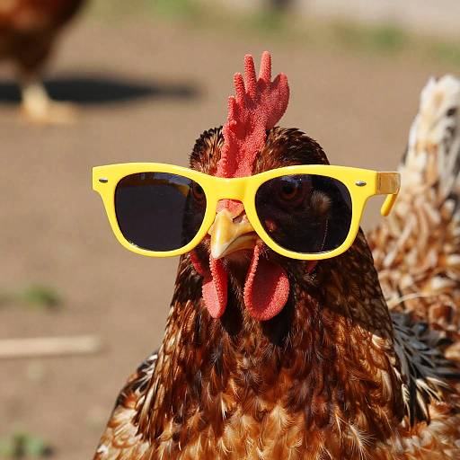 Retro Sunglasses on a Chicken