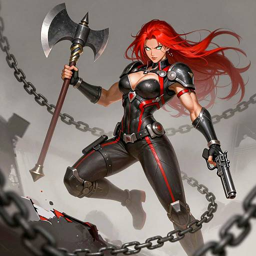 Fierce Warrior Woman in Action