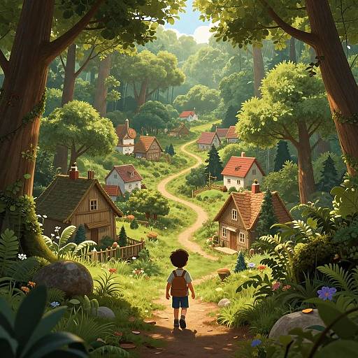 Dreamlike Village in Enchanted Forest