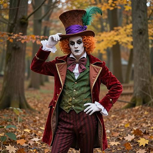 Whimsical Mad Hatter in Autumn Forest