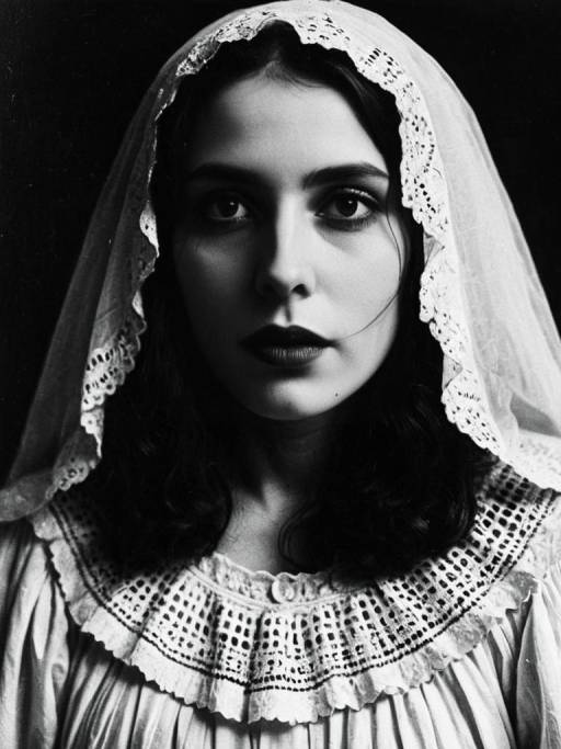 Haunting Llorona Costume Portrait in B&W