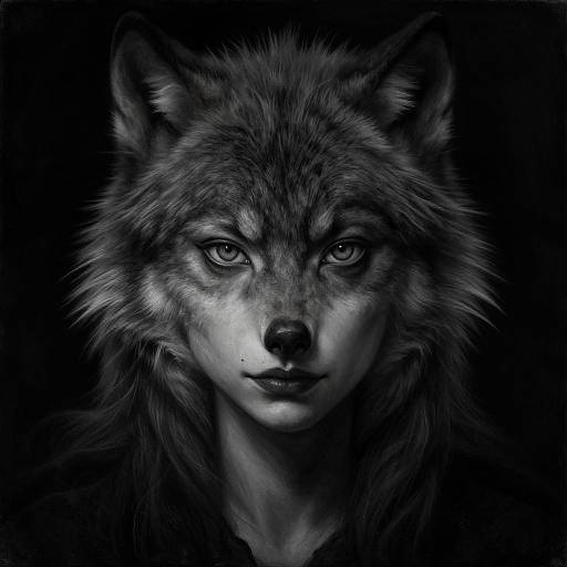 Macabre Half-Wolf Girl Portrait