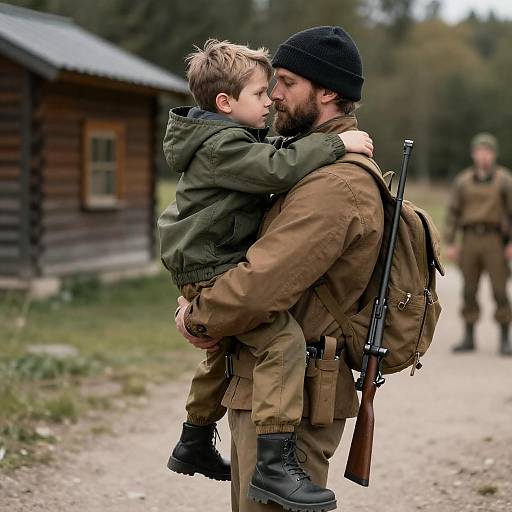 Soldier Reuniting with Son Outdoors