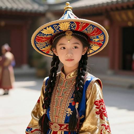 Asian Girl in Traditional Ceremonial Attire