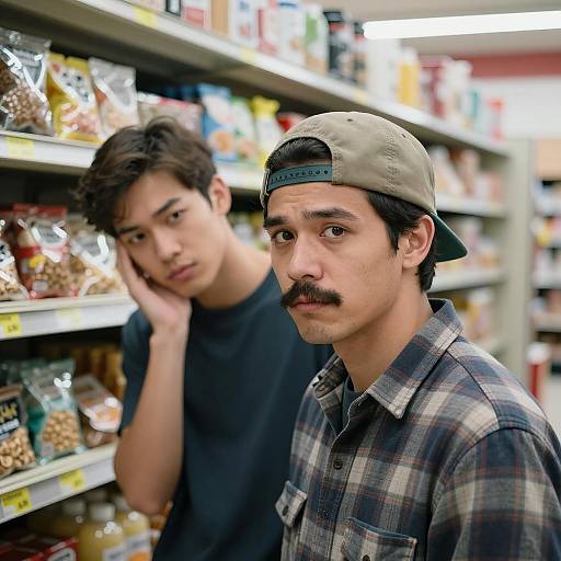Grocery Store Scene with Two Men