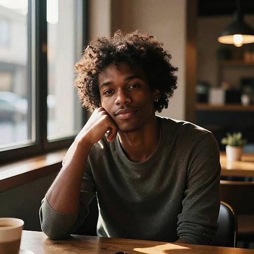 Cozy Cafe Portrait with Warm Light