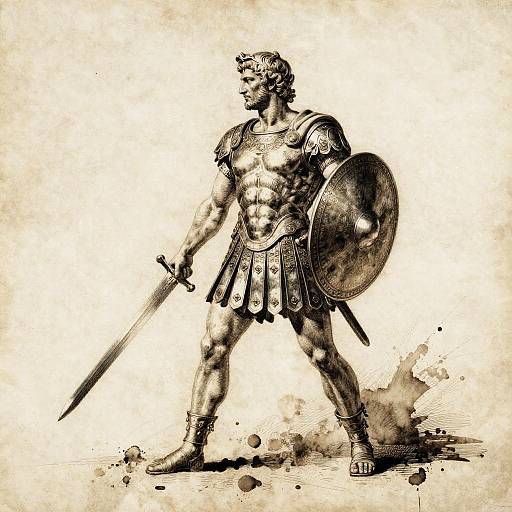 Neoclassical Etching of Hector at Troy