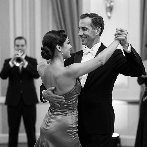 Elegant Dance Moment in Black and White